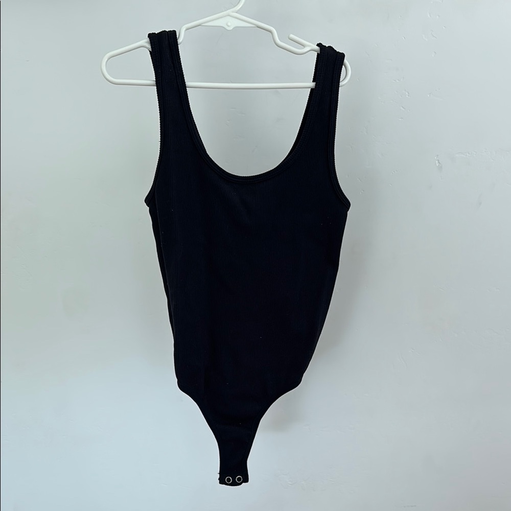 Black Ribbed Bodysuit